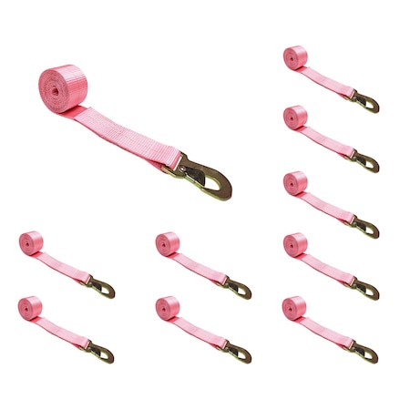 Tie 4 Safe 2" x 10' Wheel Lasso Lift Strap w/ Flat Snap Hook Tow Dolly , 10PK TWS21-2510-M3-PK-C-10